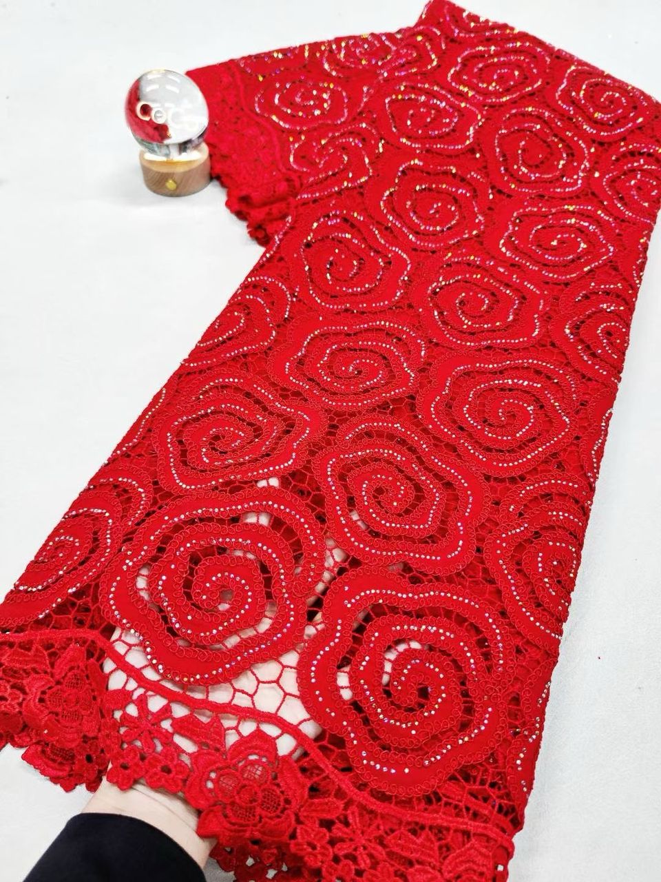 Luxury Rose swirl lace fabric-5 yard
