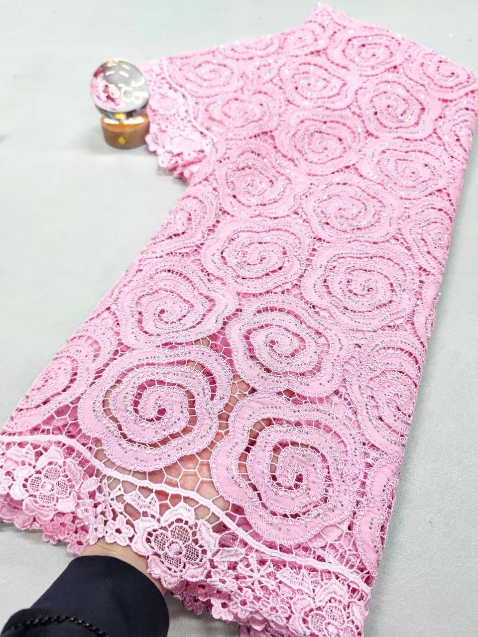 Luxury Rose swirl lace fabric-5 yard
